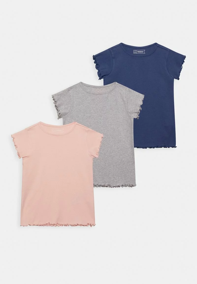 Friboo 3 PACK GIRL RIB TEE - T-Shirt Basic - 401 - Light Pink_102 - Grey_503 - Dark Blue, Kinder 3 Friboo 3 PACK GIRL RIB TEE - T-Shirt Basic - 401 - Light Pink_102 - Grey_503 - Dark Blue, Kinder